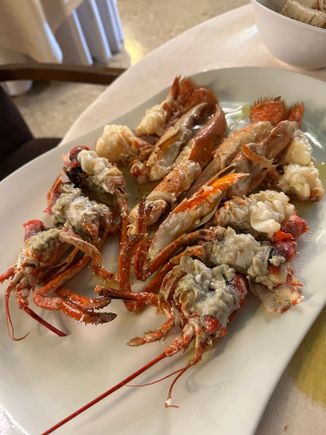 I also repeated my dish from last year:  Fried bogavante, a type of lobster.   Very good but the meat was not as tender as I might have liked.  A LOT of food--I left about half on the plate.