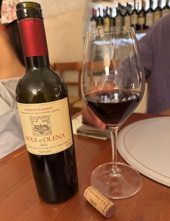 Enjoying Chianti wine!