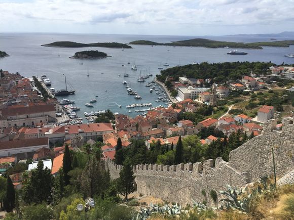 View of Hvar Town and the harbor from the fortress