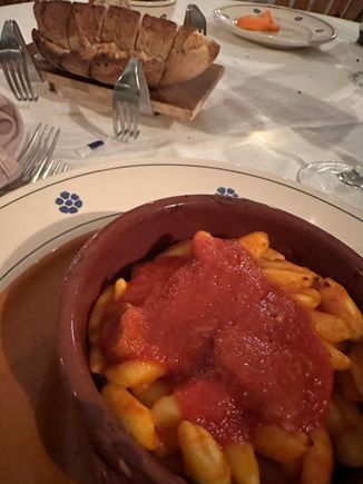 SMALL portion of Cavatelli with pork neck and tomato sauce