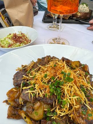 My dinner was very tasty but very heavy. 