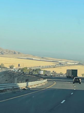 Coming down the Grapevine. Most people think the Grapevine is from Santa Clarita down to the San Joaquin Valley but it's actually about a 7 mile stretch,  from Ft. Tejon to the bottom. It used to be covered in "grapevines"