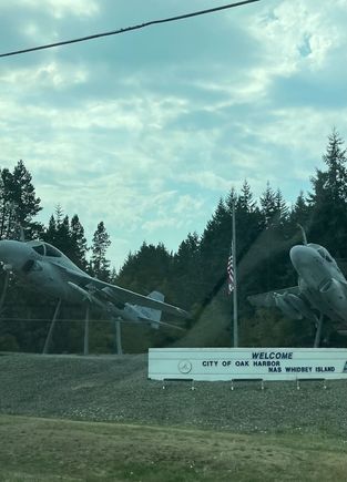 Driving past Nas Whidbey Island.  Hopefully these jets aren't taking off right now.