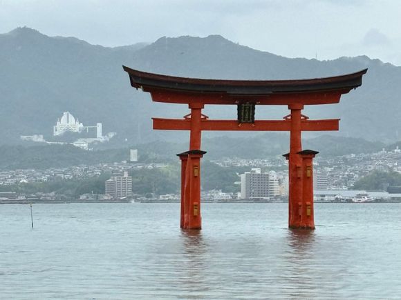 The mainland is in the background 