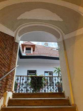 Our room is at the bottom of these stairs