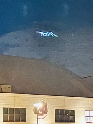 And the M all lit up above the stadium. 