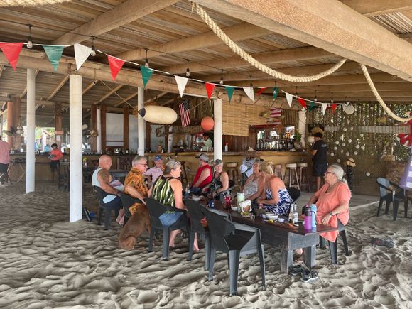 Jorge sets us up with a bit table, and plies us with tequila and wonderful seafood.  Our friend, John, always orders this giant board of sashimi, coconut shrimp, octupus and oysters.  It's a feast