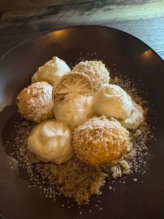 And our outstanding dessert - cottage chese dumplings with lemon sour cream foam