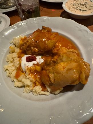 Our last dinner in Budapest - Getto Gulyas- my chicken paprikash