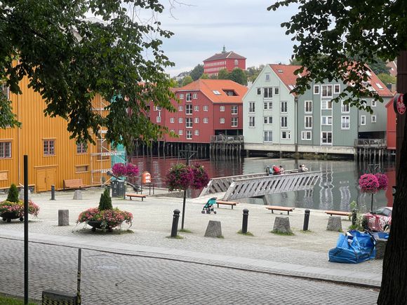 Colorful houses along the river Nidelva