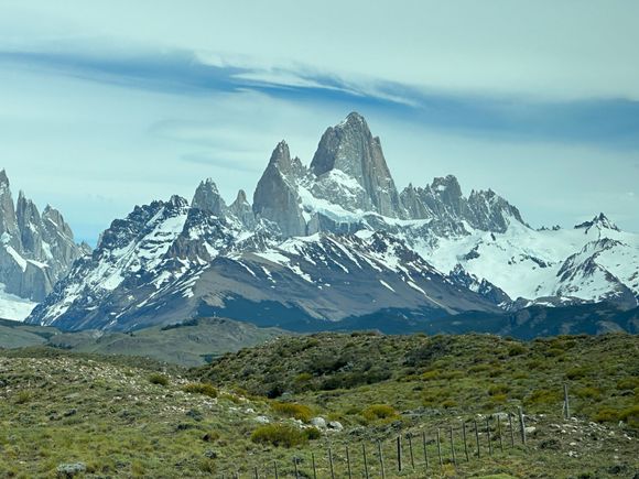 El Calafate to el Chalten bus scene with Fitz Roy mountain 