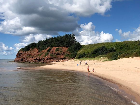 The beach on one side of the footbridge and channel - I love the pure white sand that "sings"!