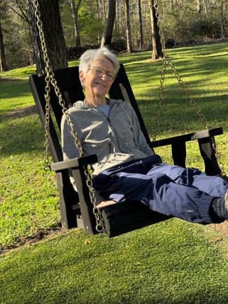 Swinging on her 68th! Percy and Gruezi, she said to say thank you for the birthday wishes.