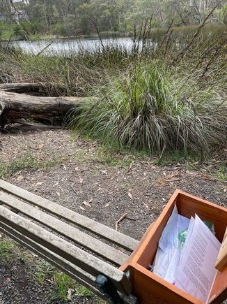 A poetry box at the bench, lots of reflective writings in here. 