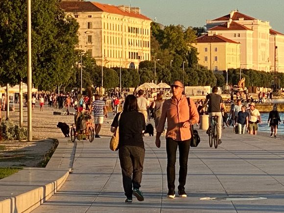Walking along the waterfront