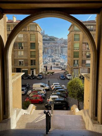 View down on the port from the hills of Le Panier