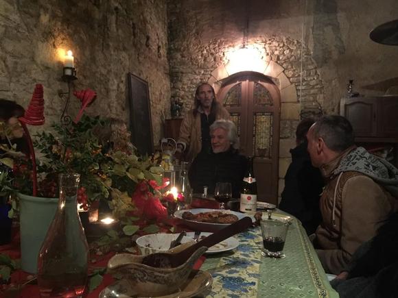 Steve tells the story of Squanto to mystified French people