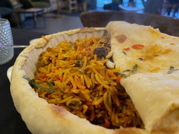 House specialty parda biryani at Indian Alley