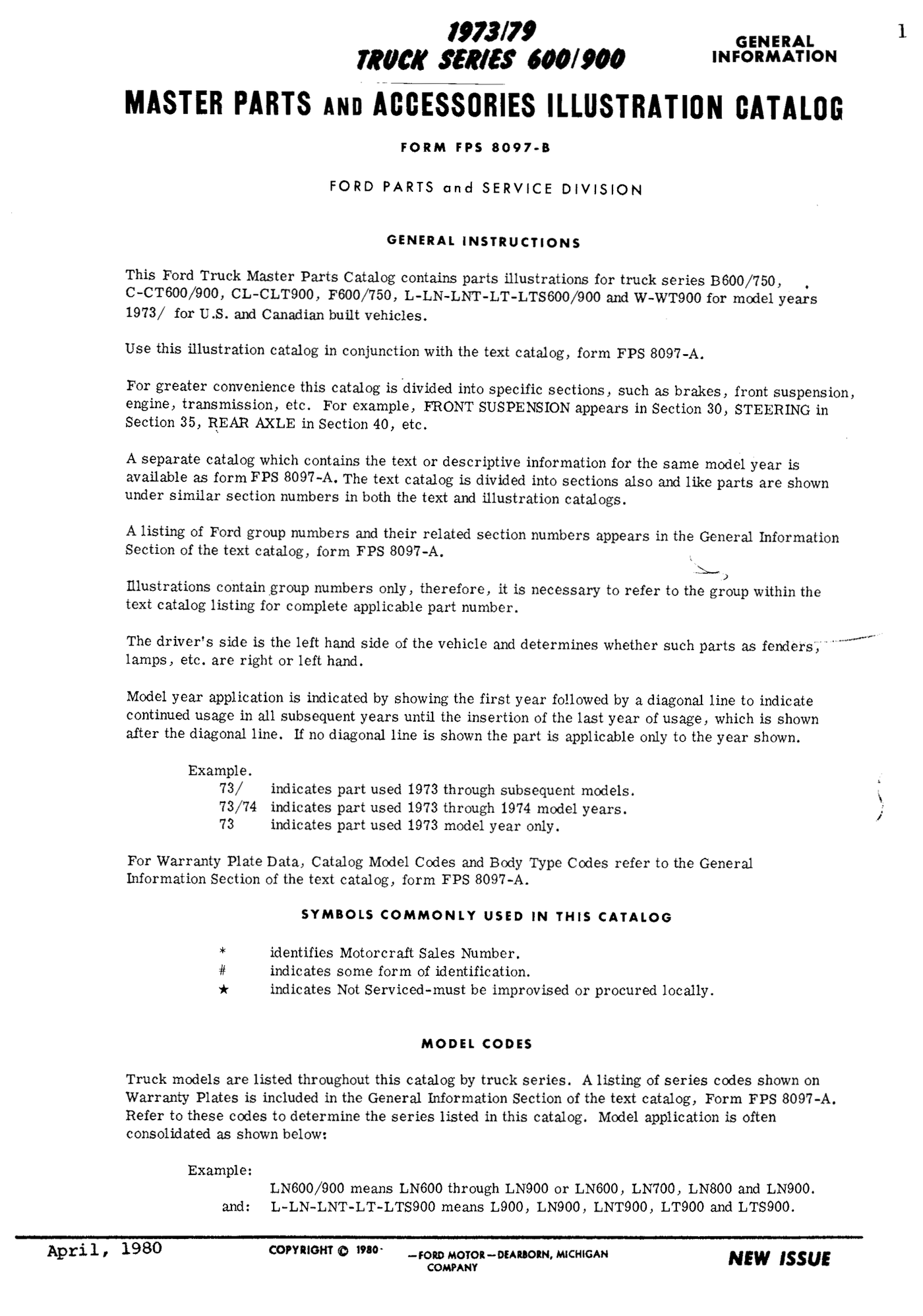 Miscellaneous - Parts Catalog for 1973-79 Ford 600-900 Series Medium Duty Trucks (F600/750, B600/750, L600/900 etc.) - Used - All Years  All Models - Oak Harbor, WA 98277, United States