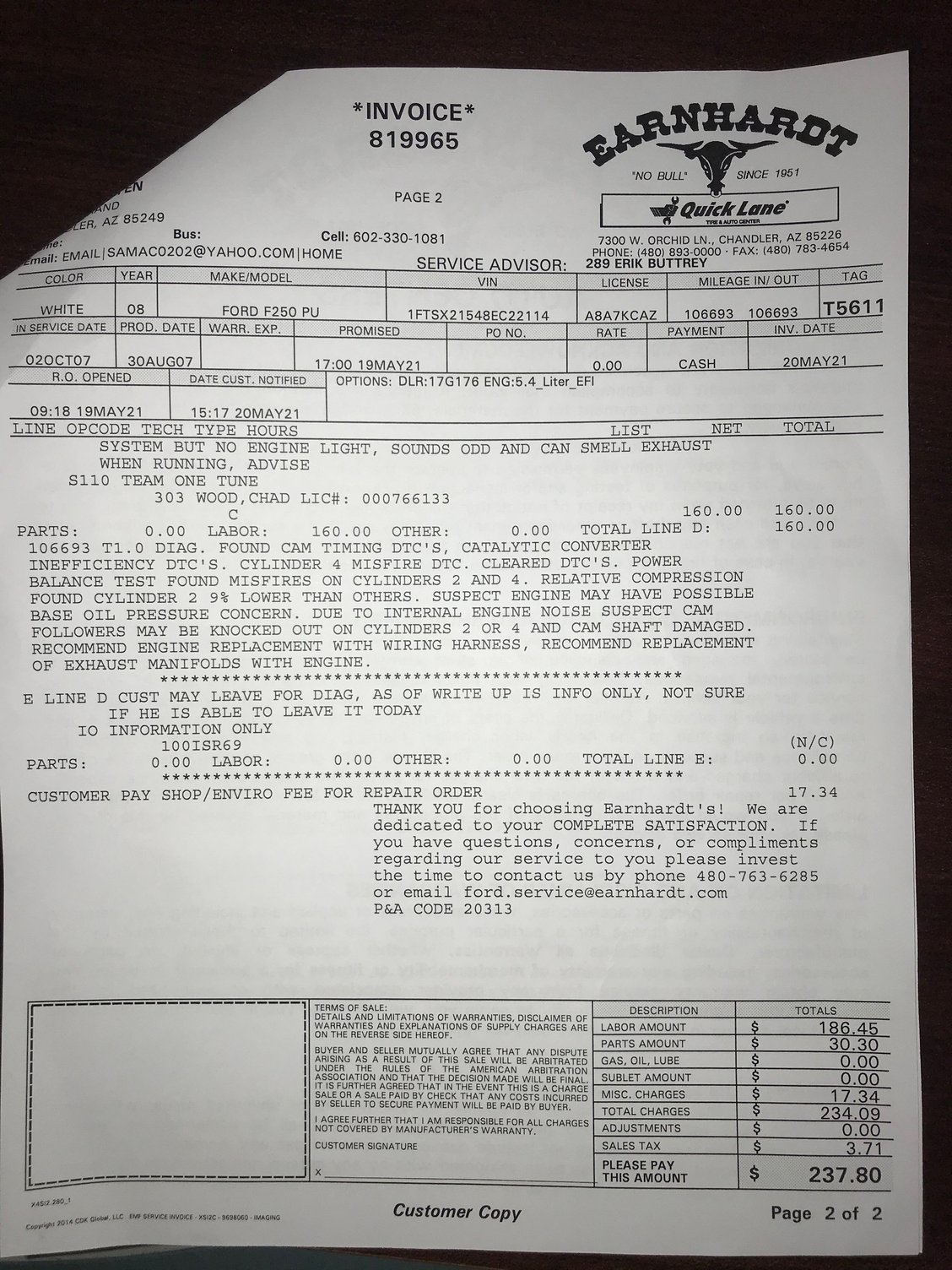 relative compression test tolerance on 5.4L engine Ford Truck