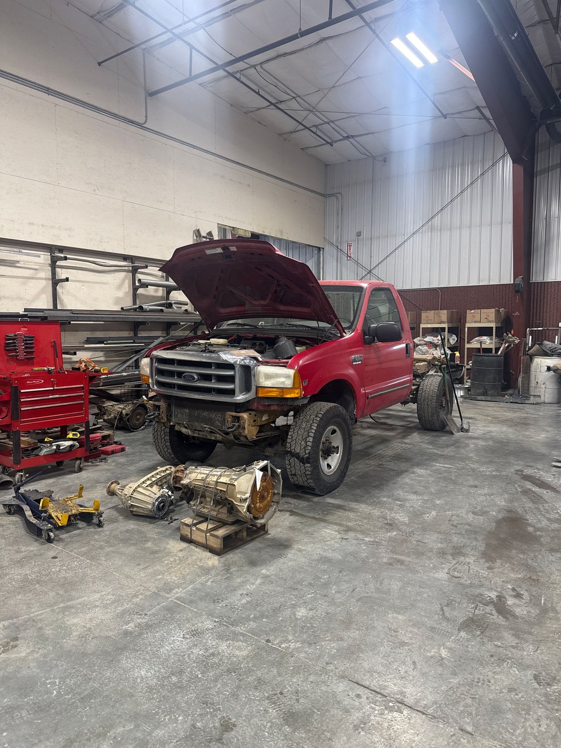 This is how she sits at the end of this Saturday. Might come in the shop tomorrow and try to get the trans in so I can start a mount for it. Also I only get a hour or so a day to work on it so it�s gonna be dragged out for a little bit. But hope to get a big chunk done before April so I can do some testing come spring.