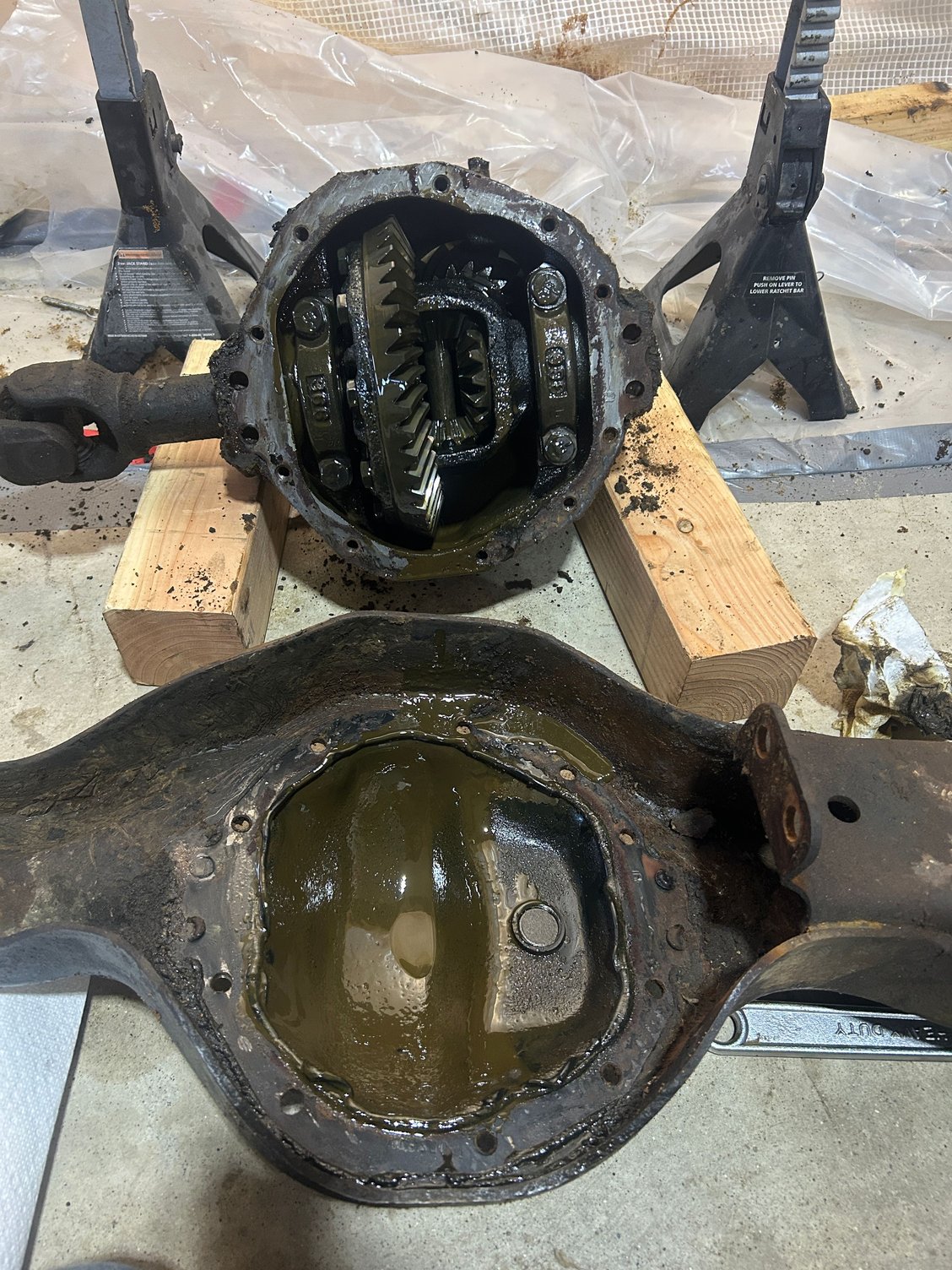 axle seals were not sealing and the oil is more like mud soup in the front differential.