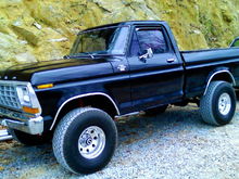 A 76 f100 I built years ago 44 inch tires with 17 in rims, 3 inch exhaust from manifold back flowmasters