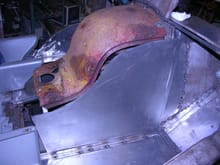 The  floor and the removable motor side covers had to be fabricated out of 16ga sheet metal.
 The rusty one is original that is also removable.