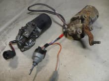wiper motors - left one is from a 90 Jeep Cherokee, right one from an early or mid 60s Ford F100 and includes the switch (sorry but I'm not too sure which model it was - I should of made a better mental note)