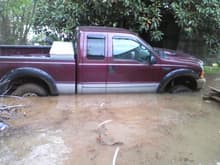 thangs gone bad theres only 6in of water rest mud an the bad thag bout it all a 3/4 dodge got me out imbaresing lol