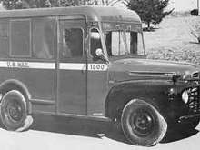 The Boyertown Body Works 1950 Ford F3 USPS Mail Delivery Truck.  The bumper you see on the front of this truck is the one i am missing and would love to find.

image from Coachbuilt (http://www.coachbuilt.com/bui/b/boyertown/boyertown.htm)