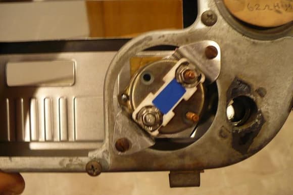 back side of the 54 F100 instrument panel with the oil pressure gauge from the Astro van mounted in place