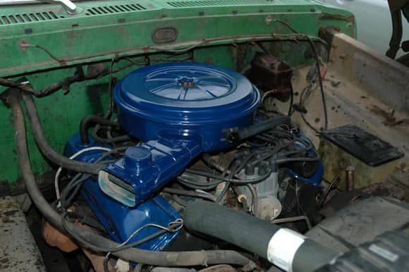 Replaced the valve cover gaskets, the mechanic was good enough to paint them Ford blue...