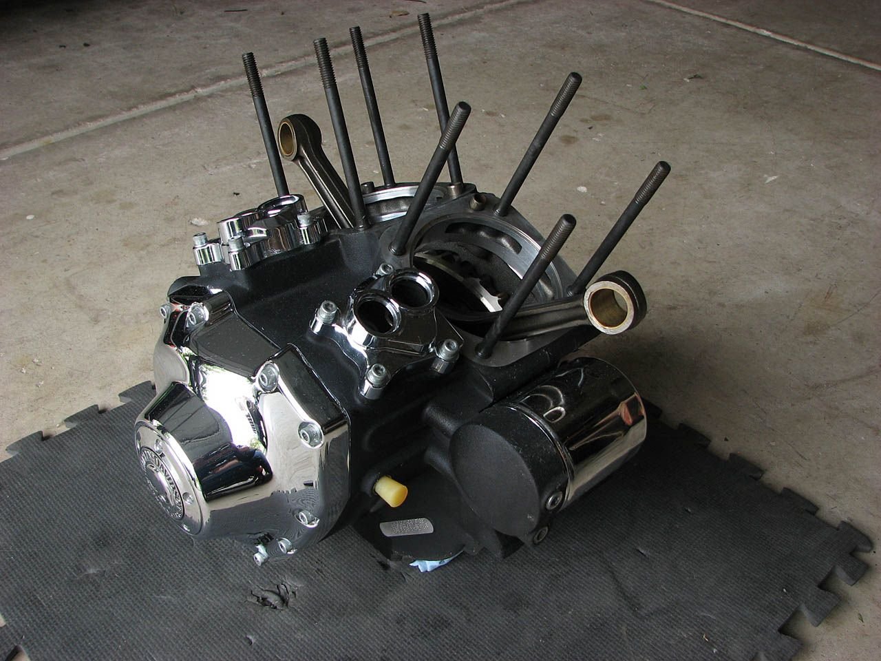 Twin Cam Engine Short Block Cases with Crank, Rods, Wood Cams