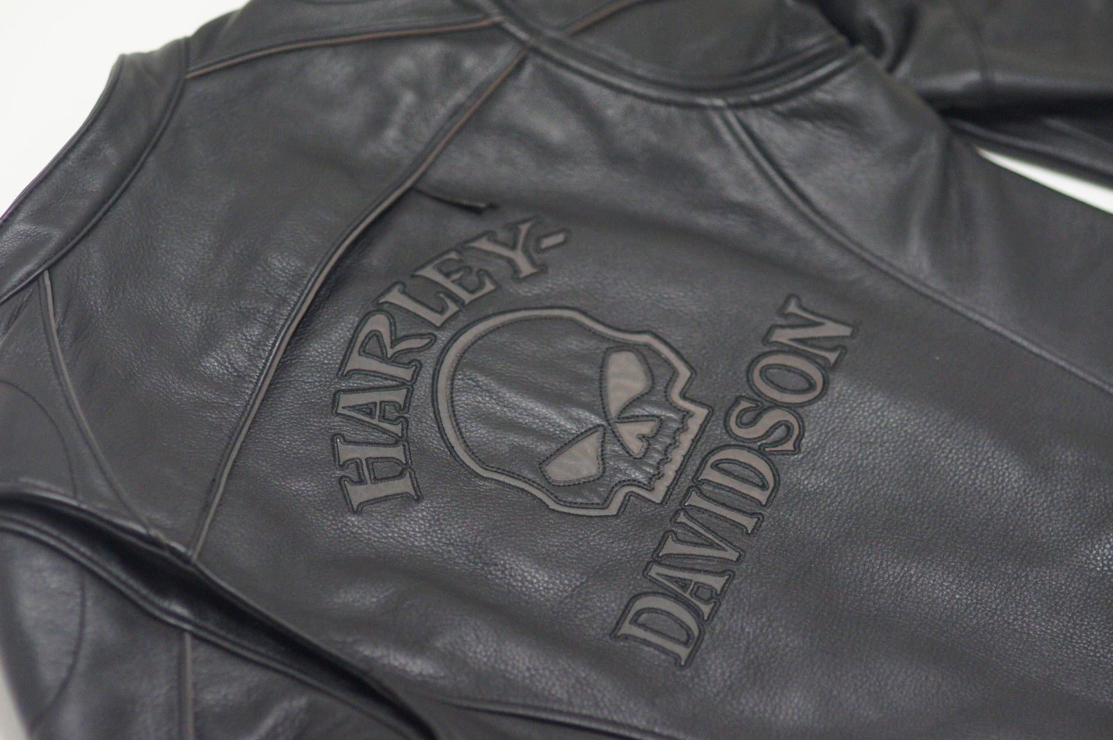 Harley Davidson Women's Reflective Willie G Skull Leather Jacket Small ...
