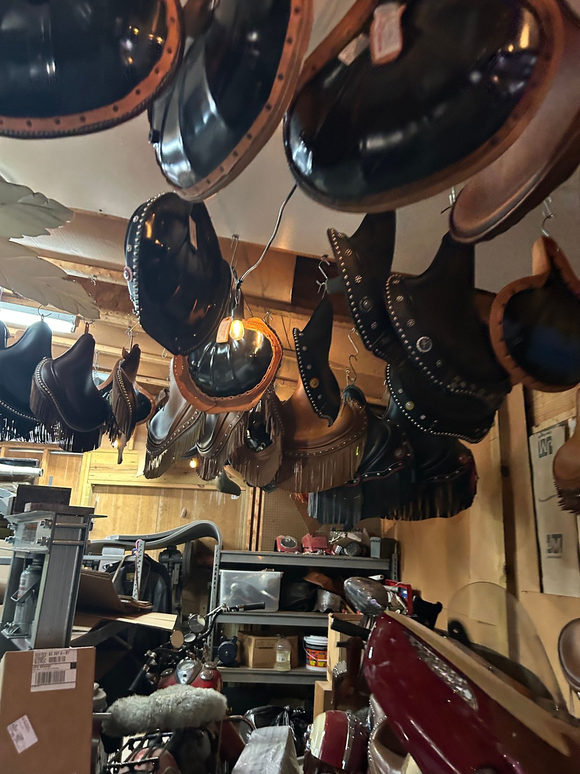 Up at Heather's Leather in S.C. picking up my saddle bags 