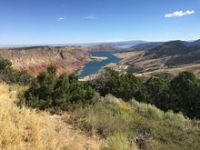 From my iPhone… at the lookout… I don’t recall if this is the time I was on my way to the Grand Canyon, or the Very Large Array in New Mexico… both times I rode down the west side of the lake… Which is on the left is a photograph… One day I’ll have to do 191…