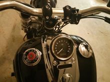 the blue is a piece of shop towel i wet and put between the cap and the medallion so it would stop jumping off the cap.  same effect the tape would have