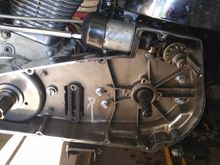 Inner primary installed for real, this time.  New NyLock nuts on the tranny side and, ALL mounting hardware was installed with blue Loctite.  Starter motor gear housing, starter motor, and starter solenoid installed and wired (with NEW 4 gauge cable).