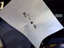 Paper template installed. Two different big T shirts stuffed in there, not taking any chances of introducing metal. 