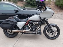 2 over
Progressive front drop ins
14.25 adjustable racetech rear shocks 
Fork boots
Carbon front fender
Two brothers intake
Traskassault 2 into 1
Souza side covers
Leather pros
Sdc bagger seat
Imzz 14" 27 wide dive bars
Powermadd hand covers
Avon grips
Cvo screen
Porsche chalk paint
Drag brakes
Powervision
Trask chain drive
Trask cush drive insert
Harley plug wires
Powder coat and then a little more powder coat 
Alloy art turn signals 
Me888 tires
Custom dinamics bag fillers
Chopped rear fender
