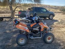 Polaris Predator 500 & the white one is an LTZ400