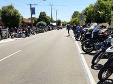 Street parking outside bike show.