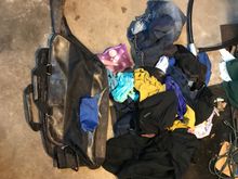 The clothes we played real life frogger to gather off the highway. Some thugs got totally destroyed, but they can be replaced. I’m just happy I didn’t go down when I hit so me the large broken pieces.