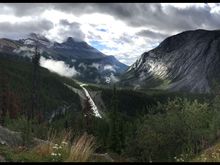 …Just south of the ice fields at the lookout point before you decend down into the valley…