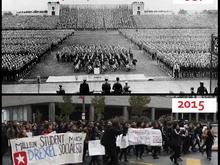 The top is a Hitler's National Socialist German Workers' Party youth gathering.  Makes you think.