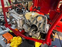 Finally found the quad seal in my stack of shit so I could get the backside of the trans covered up.  Going with the Bearing conversion for the race.  