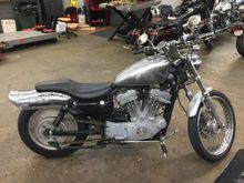 Stripped everything down. The previous owner thought it would be a good idea to rattle can everything on the bike, while it was still on the bike. Took a while to strip all the paint off pretty much every piece of the bike but it was worth it.