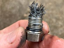 Maybe not a moment too soon! Primary drain plug. The tear down is going to be interesting.