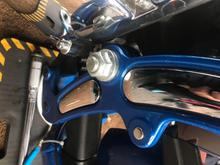 and naturally these metal chrome caps cover these, they been bothering me, was gonna get these REALLY NICE SPIKES, but than, I thought I get off the wrong way, they would rip into my leg!!! so I opt to get a simple nice cap.